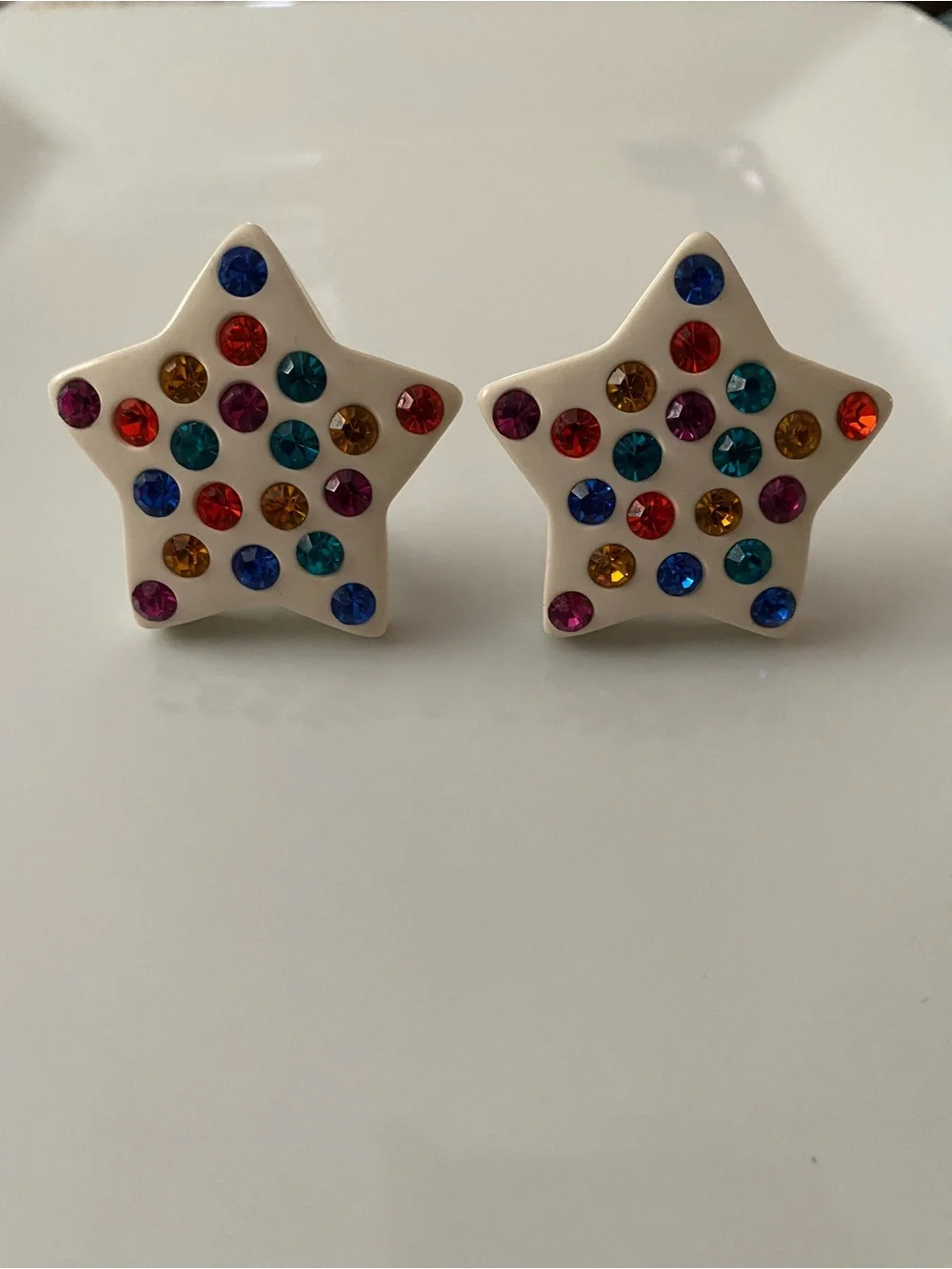 Vintage 1980s large star rhinestone clip-on statement earrings